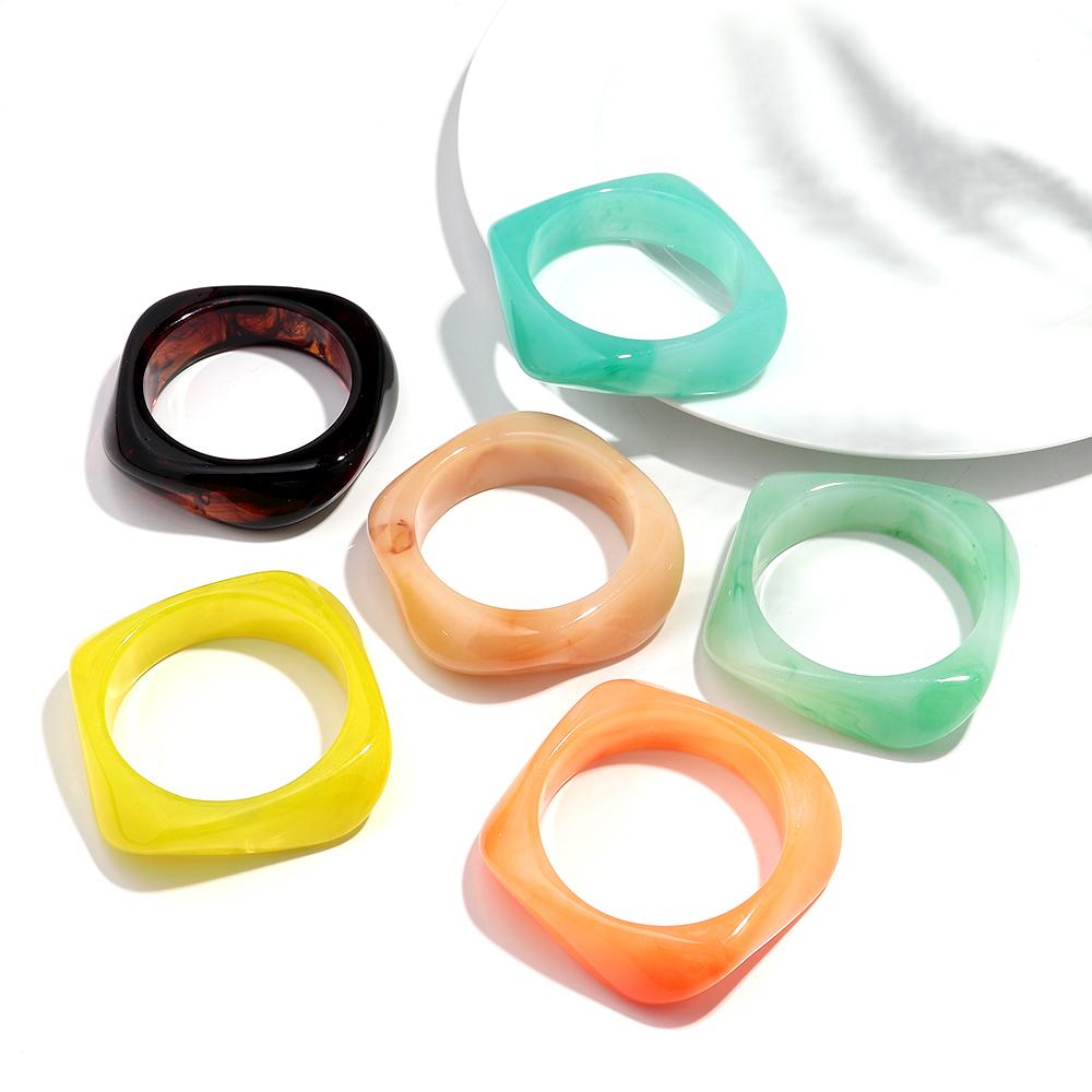 Summer Trendy Acrylic Square Cuff Bracelets for Women Candy Color Chunky Geometric Wide Bangle Stackable Jewelry Birthday Gift