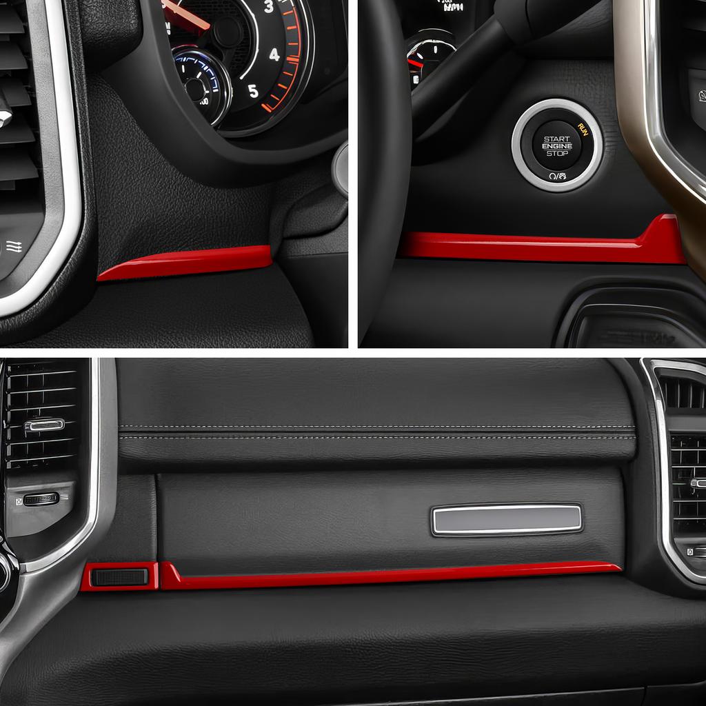 BBP1 For Dodge RAM 1500 2500 3500 2019-2026 Car Center Console Red Line Decorative Strip ABS Interior Sticker Trim Accessories