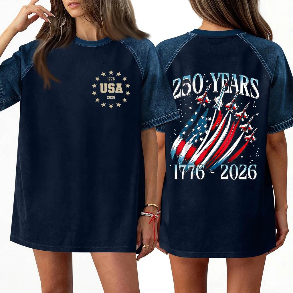Denim Patchwork Shirts For Women Stand Collar Casual Blouse Short Sleeve Comfy Tshirt Spring Summer Fashion