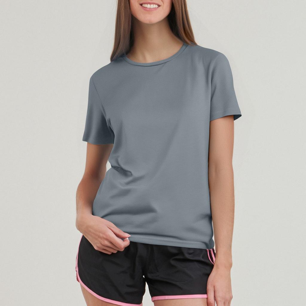 Ladies' Casual Solid Color Sports Quick Drying Clothes Fitness Short Sleeved T-shirt