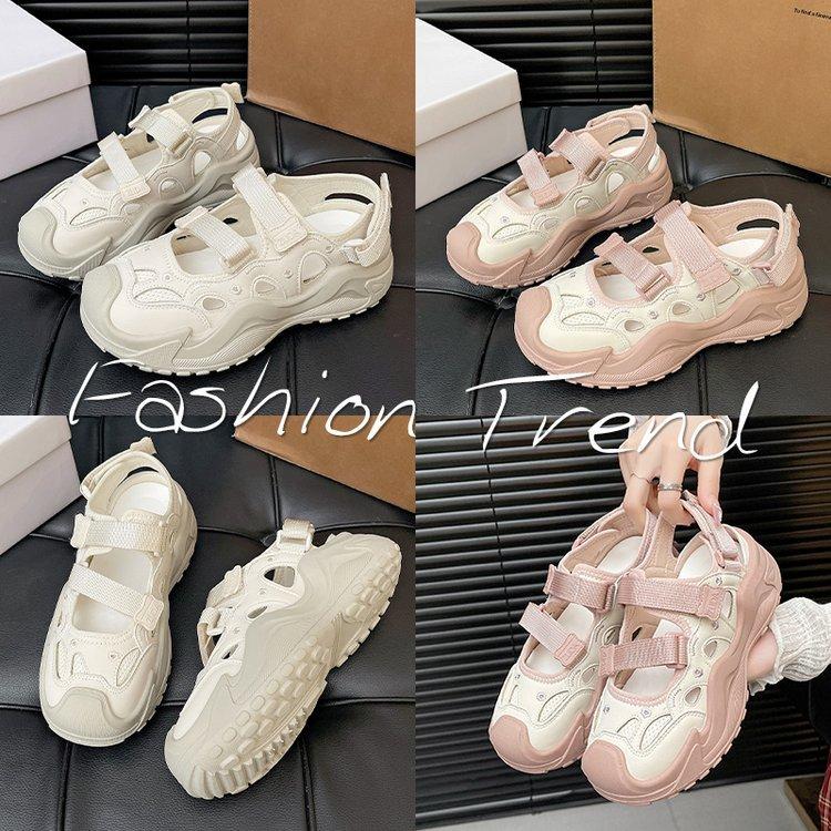 2025 new summer wear fairy sports sandals casual breathable white heightened platform bag head sandals women's