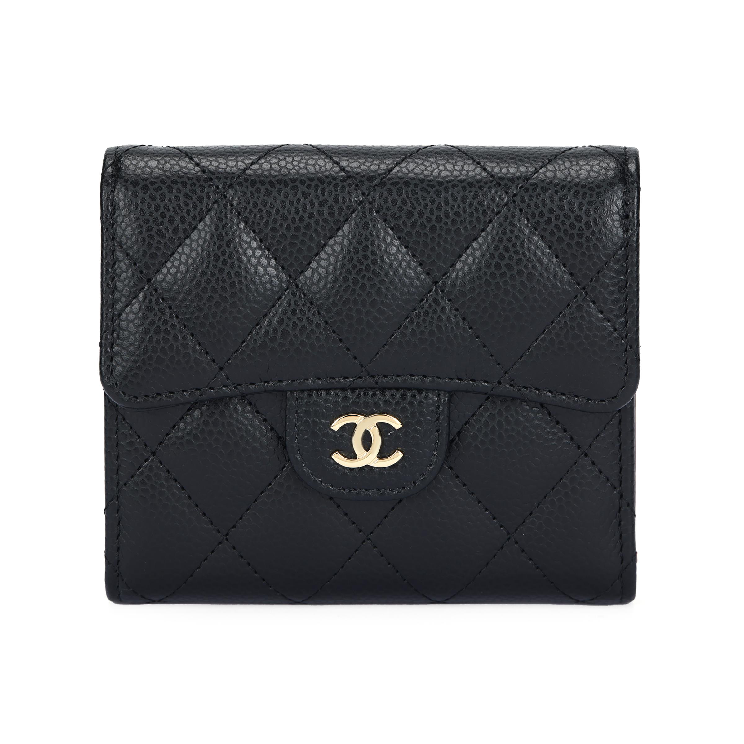 

Chanel Cf Series Diamond Pattern Short Style With Gold Buckle Calfskin Handheld Wallet Women S Style Black Gift Set(Basic Set+Box+Shopping Bag) чорний
