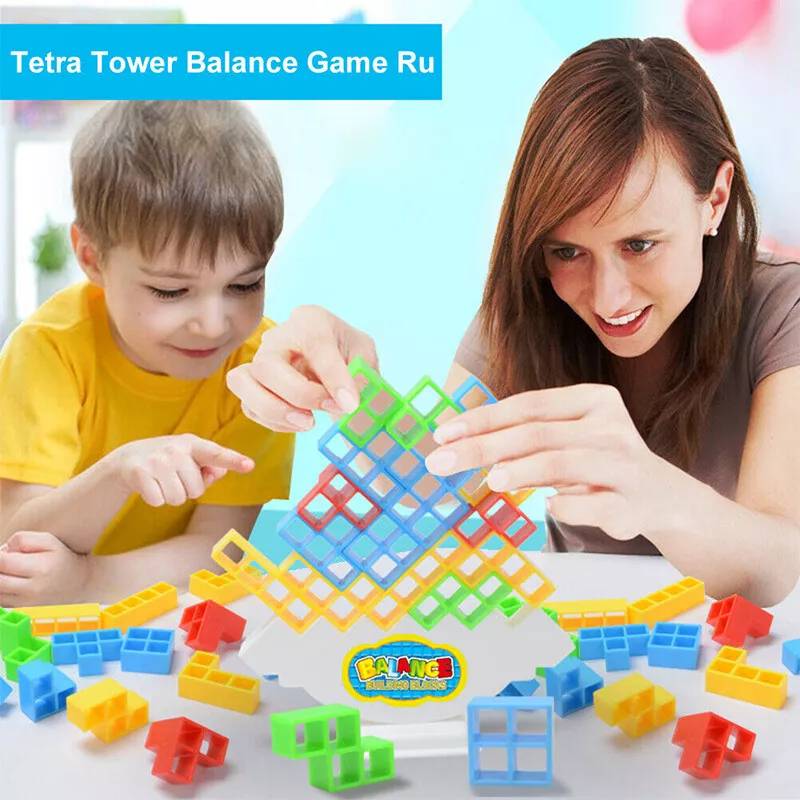 Tetris Tower Balance Game Tetra Tower Toys Stacking Blocks Kids 16 32 48 Pcs 64