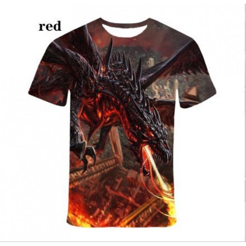 Modrý drak 3D tlač Pánske tričko O Neck Krátky rukáv Zviera Vtipná grafika Streetwear Letné Voľné Mužské Nadrozmerné Topy Tričká