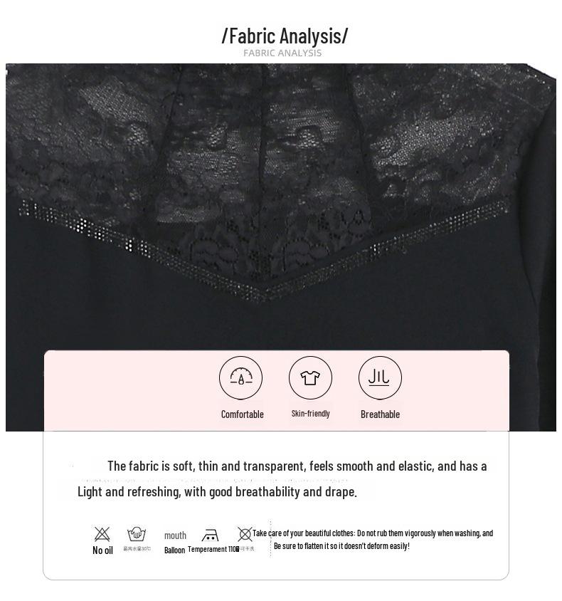 Women's Lace Bottoming Shirt – Mesh Mid-Neck Top, Spring/Autumn 2023, Fashionable Tulle Inner Wear