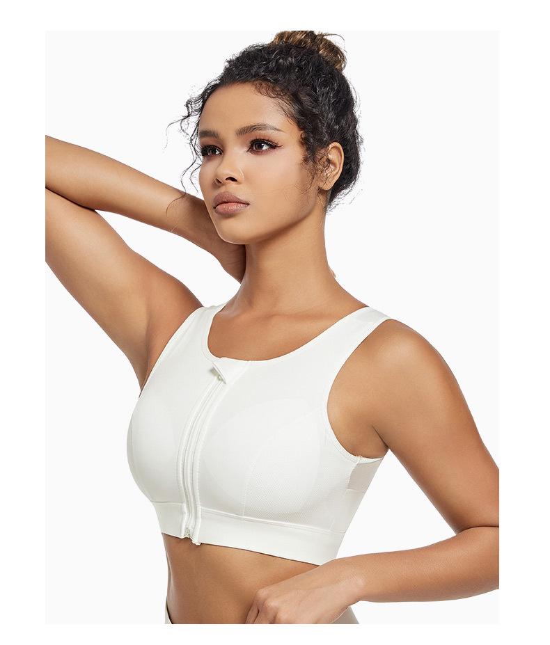 Women's Wireless Sports Bra - Front Zipper, Anti-Sag, Shockproof, Plus Size, Beautiful Back Design for Fitness and Running