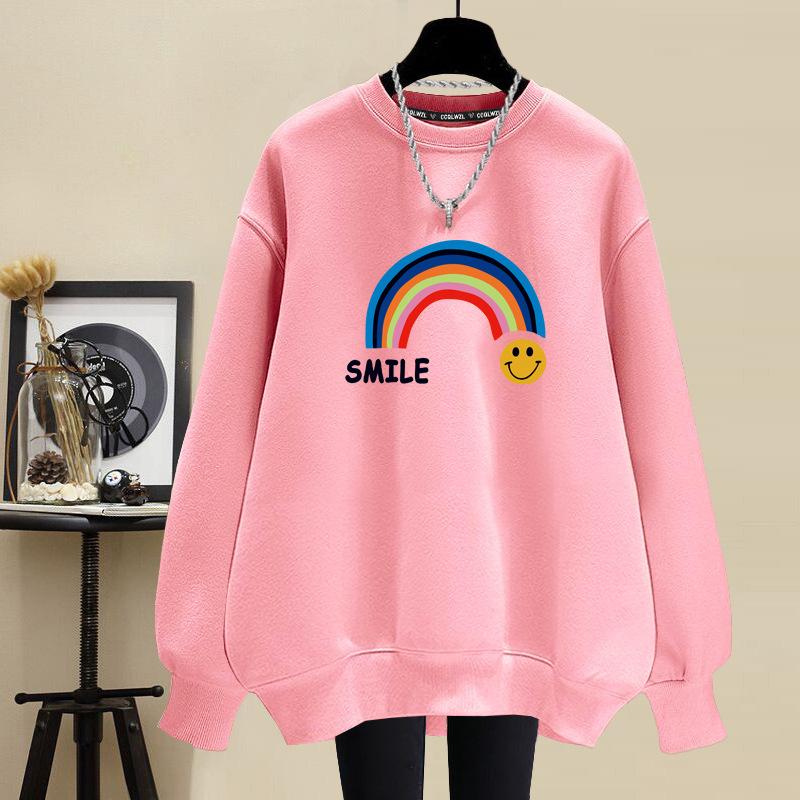 American crew neck sweater female student autumn and winter 2025 new popular Korean lazy wind fleece thickened coat