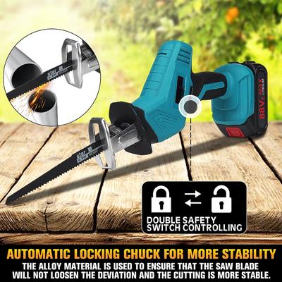 110-220v Cordless Electric Reciprocating Saw With Blades Variable Speed Metal Wood Cutter Tool 13000mAh