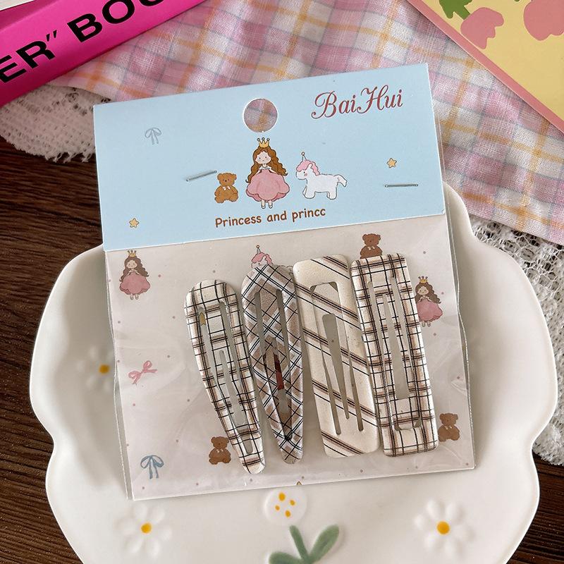 4pcs Multicolor Polka Dot Plaid Hair Clips for Children Kids Girls Hairpins Bangs Side Clip Barrettes Headwear Hair Accessories