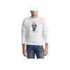 Polo Ralph Lauren FW23 Solid Color Rugby Bear Pattern Crewneck Long Sleeve Fleece Sweatshirt Men Sweatshirt White MNPOKNI16820336-100