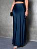 Elegant Women's High-Waisted Solid Color Satin Fishtail Skirt - Extra Long Length, 2025 Collection.