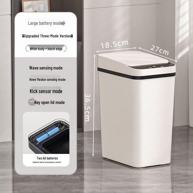 Compact Touchless Smart Trash Can with Lid for Bedroom, Living Room, Office