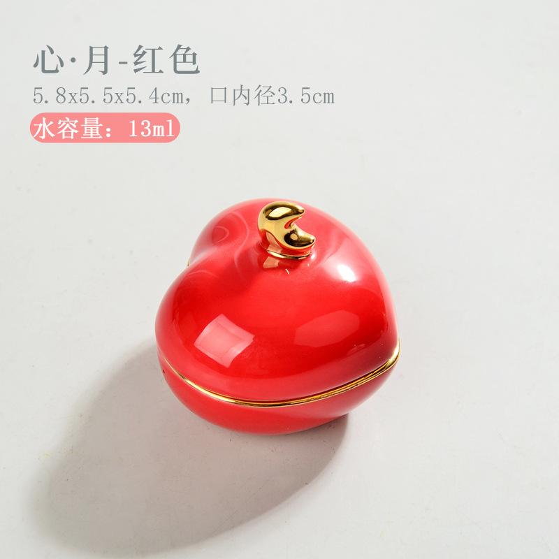

Creative Heart Cosmetic Ceramic Jar 10g Solid Perfume Balm Box Vintage Lipstick Blush Ceramic Cream Bottle Storage Container Jar