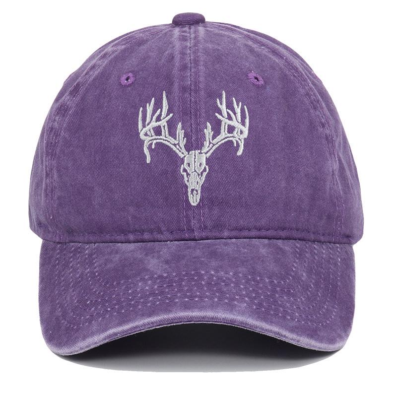 Unisex Fun Embroidered Deer Head Cap - Adjustable, Washable, Non-Deforming Cotton Elk Baseball Hat