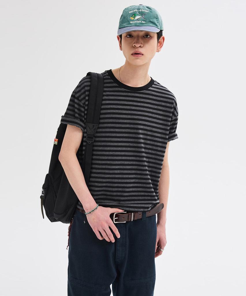 LEIRE Essential Striped Crop T-Shirt [Charcoal St]