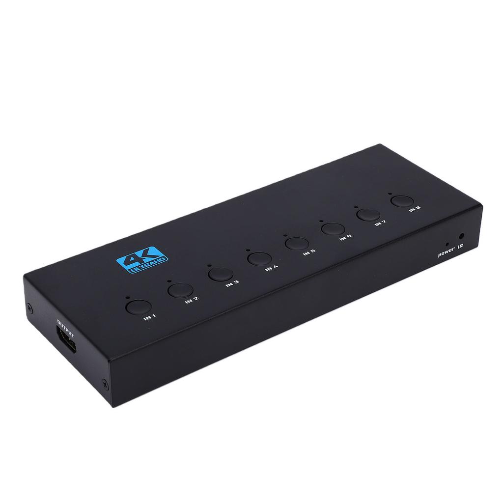 8X1 HD Multimedia Interface Switch Supports 4K 30Hz HDR HDCP 3D 1080P HD Switch Selector with Remote Control for TV PC
