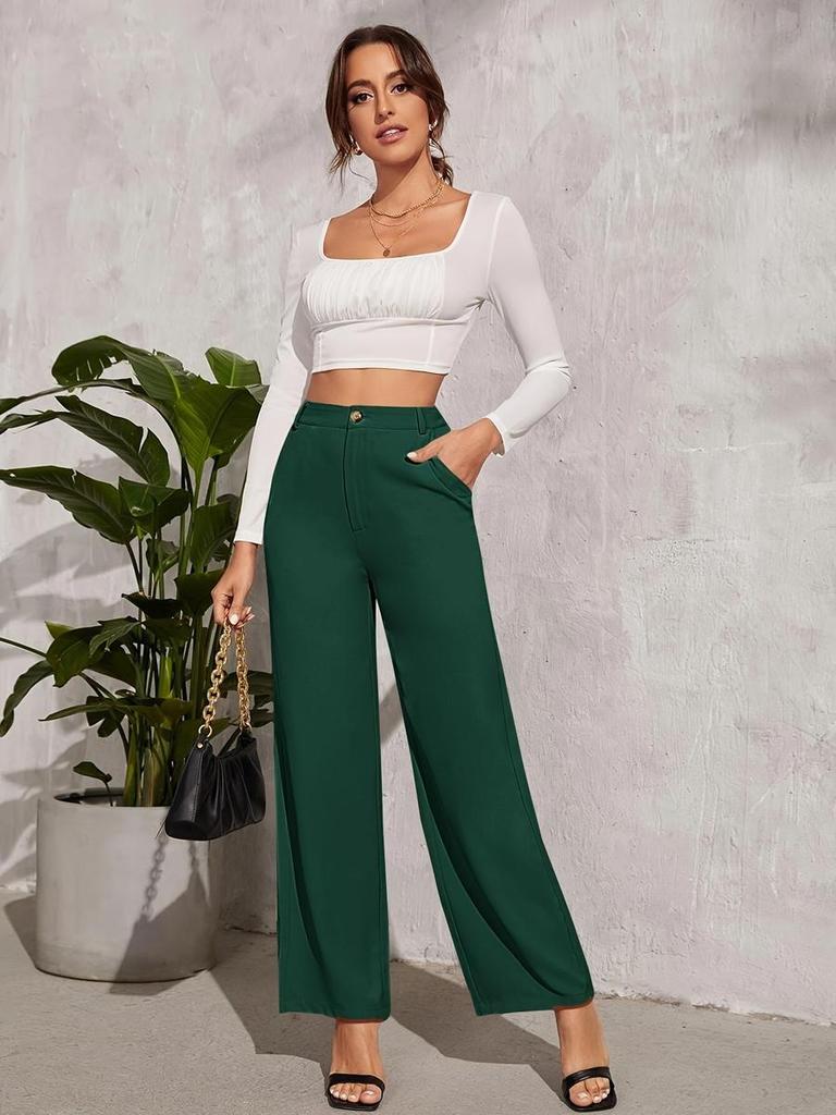 New Spring/Summer Women's Solid Color High Waist Draped Comfort Casual Slim Fit Workwear Trousers