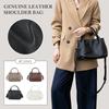 [imeetu] Schultertasche aus echtem Leder für Damen, 3-fach tragbar, Crossbody-Tasche, leicht, selbststehend, mit Ziernieten, weiches Rindsleder, schlicht