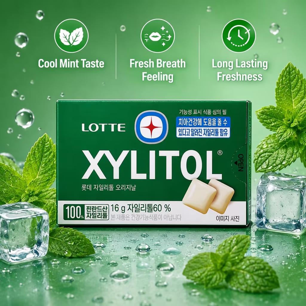 Lotte Xylitol Chewing Gum 16g Long‑lasting fresh flavour, xylitol formula for refreshing your mouth