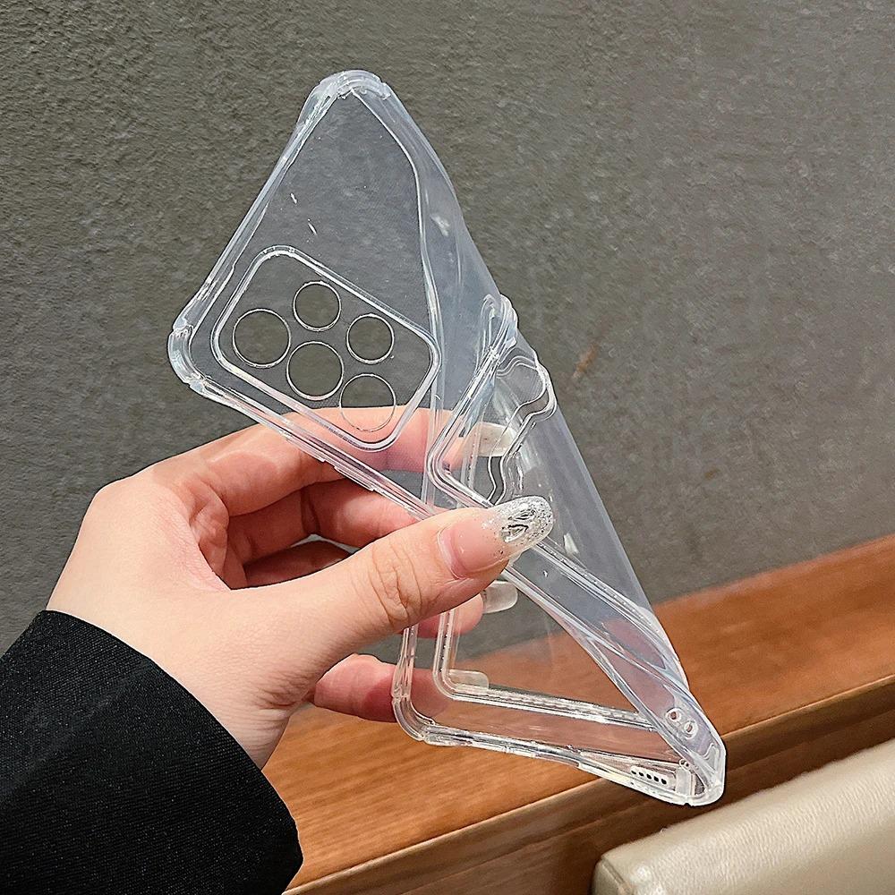 Soft Silicone TPU Four Corner Anti Drop Transparent Protective Phone Case with Card Slot Suitable for iPhone Samsung Xiaomi Redmi OPPO Realme Vivo