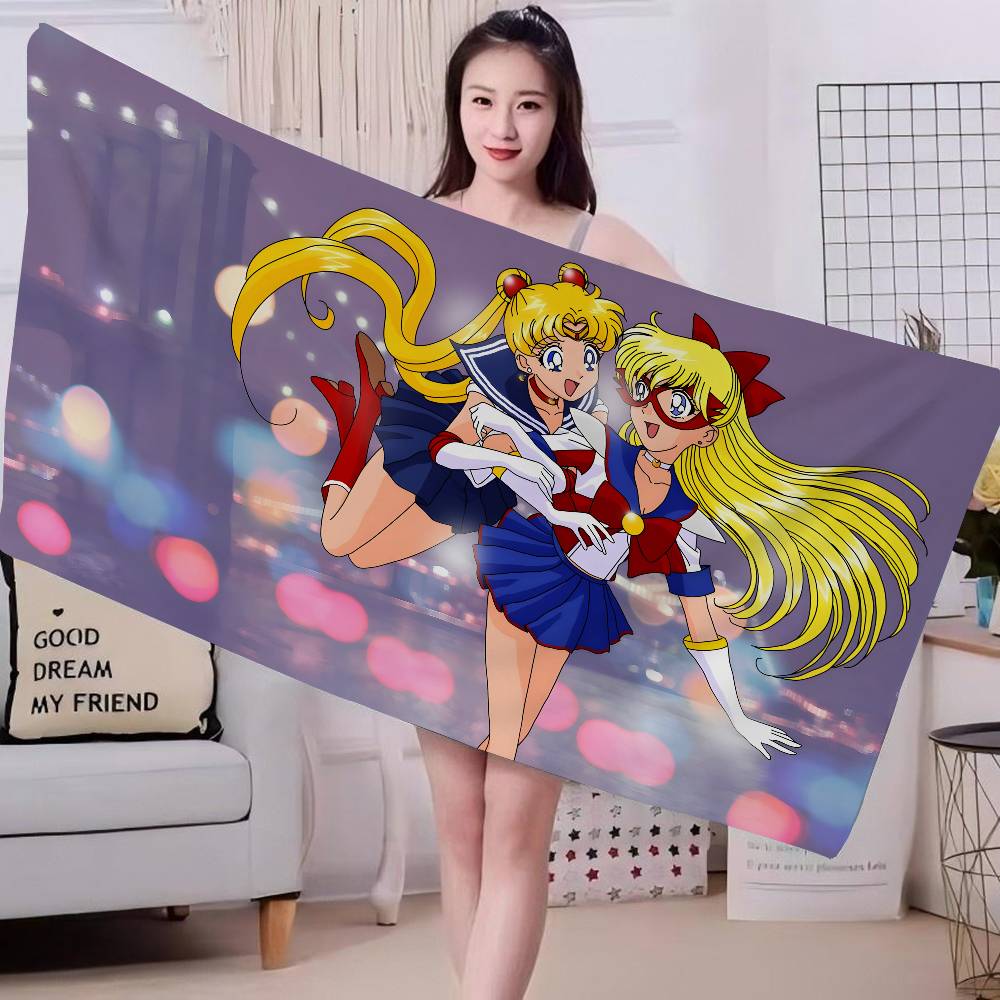 S-Sailor M-Moon Microfiber Blanket Quick Drying Beach Towels Oversized Printing Super Absorbent Pool Towel Blanket