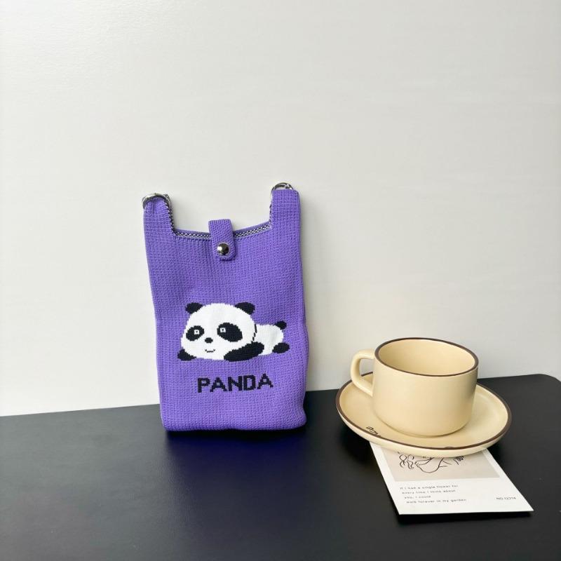 Panda Mobile Phone Bag Cute Knitted Bag High Sense Personality Versatile Dopamine Shoulder Messenger Bag Dopamine Wind