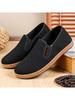 "Men's Breathable Ay Grass Flyknit Slip-On Soft Sole Comfortable Beijing Cloth Shoes Lightweight Everyday Dad Elderly Casual Shoes"