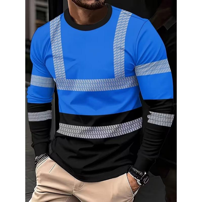 Men's 3D Printed Casual Spring and Autumn Casual Sports Round Neck Long-sleeved T-shirt