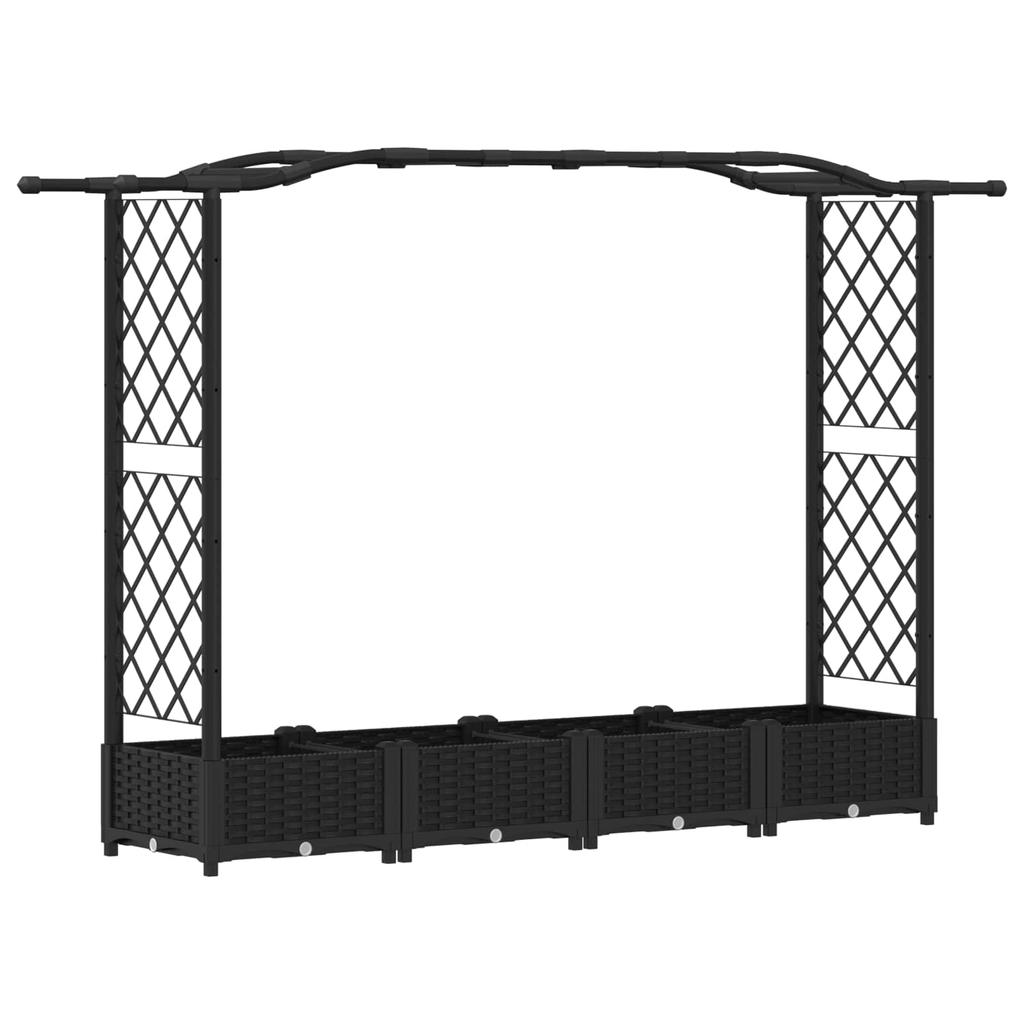 Elevated Planter with Trellis and Hanging Roof Black 207 X 40 X 126 Cm PP