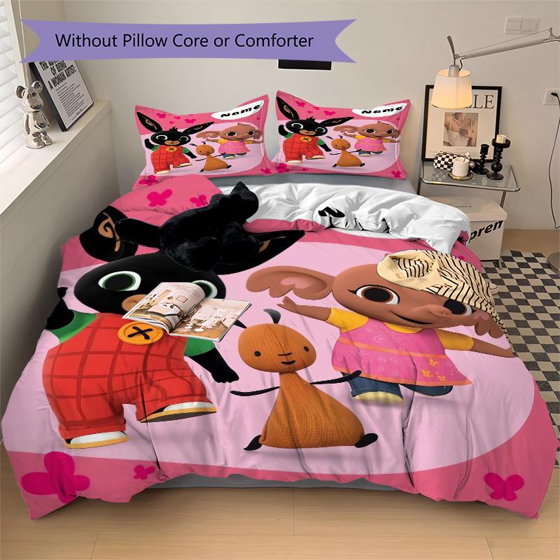 Custom Textile Bunny Friends Bedding 3 Piece Set HD Print Duvet Cover Pillowcases for Teens Adult Bedroom Decoration