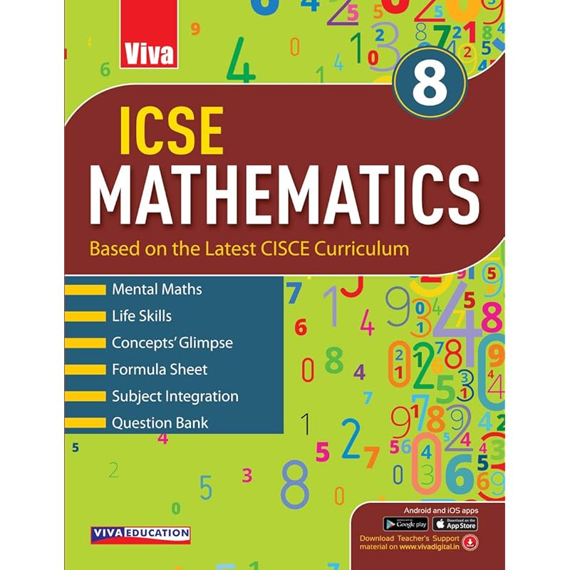 ICSE Mathematics  8, 2019 Ed. Reading books is a kind of enjoyment. Reading
