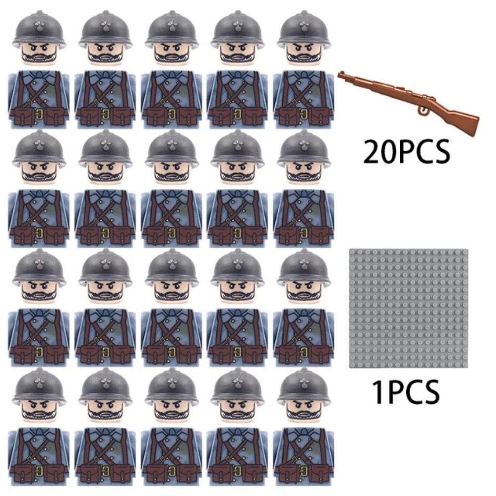Kinderbausteine Chinesisches Spielzeug Neuer WW2 Soldat Militär Armee Mini-Puppen Nationales Bündnis Offizier Gewehrriemen Spielzeug Großhandel