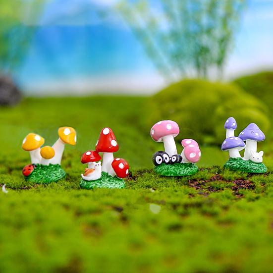 Delicate Mushroom Statue Cartoon Resin Ornamental ARI