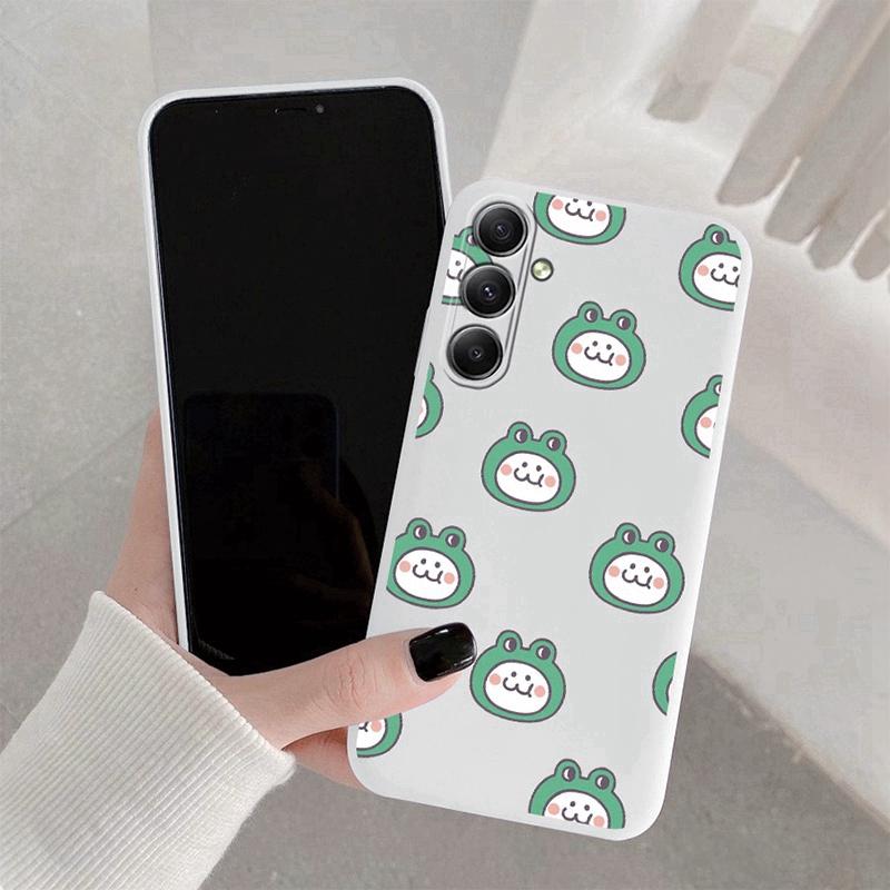 Cute Frog Patterned Soft Silicone Case For Samsung M35 A55 Xiaomi Redmi Note Poco C65 iPhone Huawei Honor Realme Camera Protective Shockproof Cover