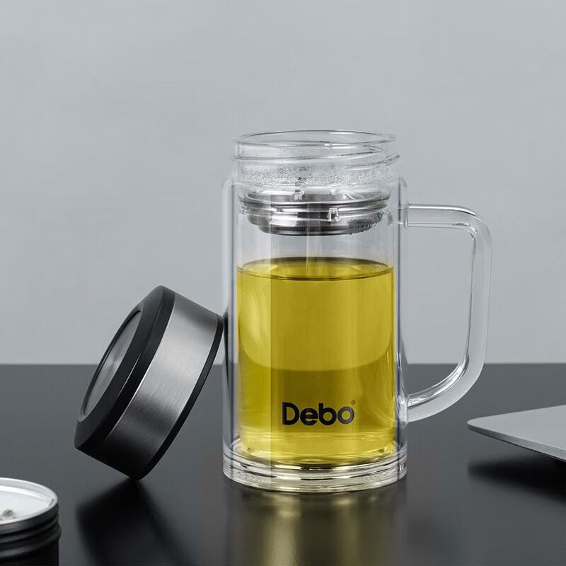 Debo Double Wall Glass Tea & Water Bottle with Infuser, 360ml