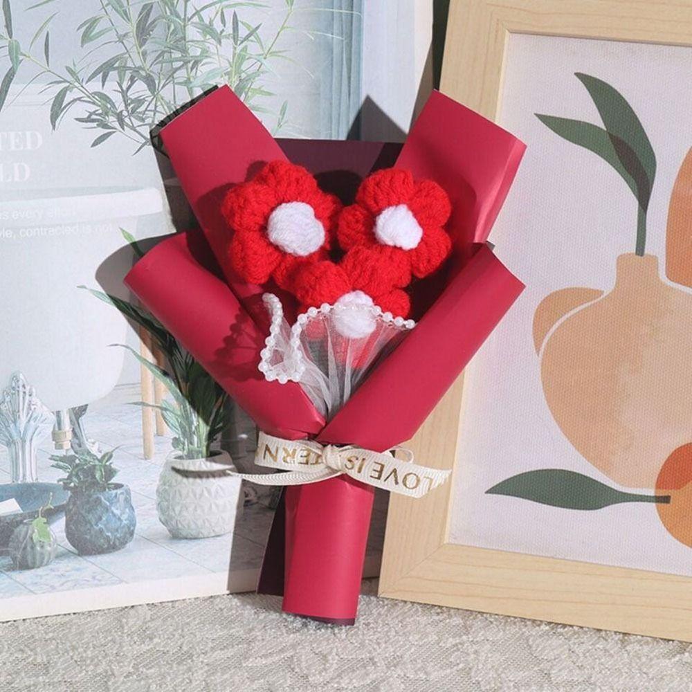 Wedding Companion Gift Fake Flowers Birthday Gift Handmade Flowers Beautiful Knitted Flower