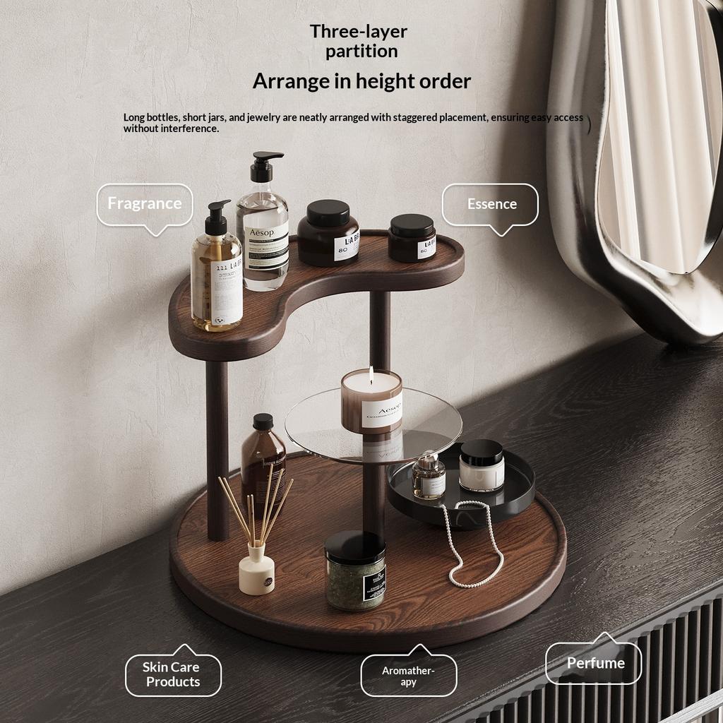Multi Tier Countertop Organizer, Desktop Storage Rack for Cosmetics Skincare Perfume, 3 Tier Display Shelf for Bathroom Vanity