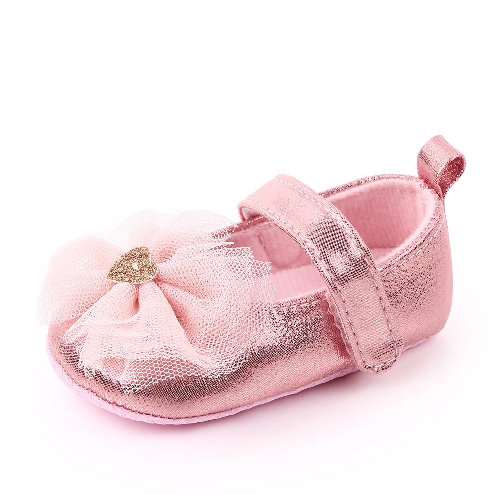 

Bowknot Baby Girl Princess Shoes, Indoor Non-slip Soft Sole, 0-1 Year Prewalker 11cm рожевий