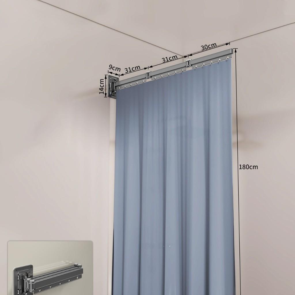 Folding Bathroom Divider No-Drill Waterproof Wet-Dry Separation Shower Curtain Alloy Track Shower Partition Supplies