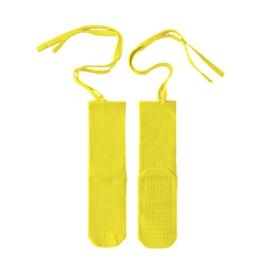 1 Pair Yoga Socks Pure Color Lace-up Elastic Compression Support Yoga Fitness Dance Socks with Silicone Anti-Slip Soles