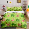 Pink Flamingo and Palm Leaves Bedding Duvet Cover Set Duvet Cover Pillowcases  (1*Duvet Cover 2*Pillowcases, Without Duvet Insert)