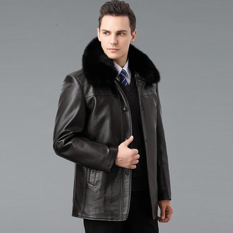Abnehmbares Futter Lederjacke Herren Neu Winter Locker und Schön Winterkleidung Warm Mit Samt Verdickt Herrenjacke Trendig