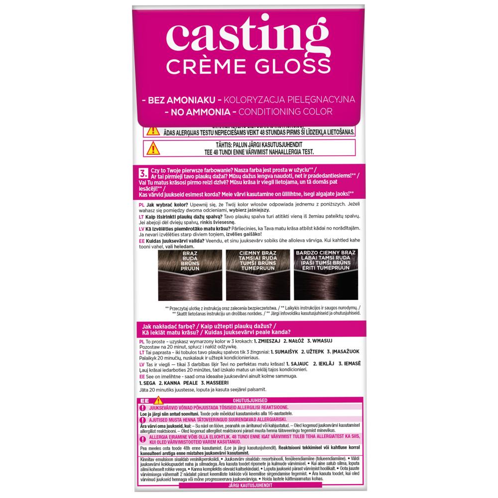Loreal Casting Creme Gloss Farba do włosów - 3102 Ciemny Chłodny Brąz (48ml, 72ml, 60ml)