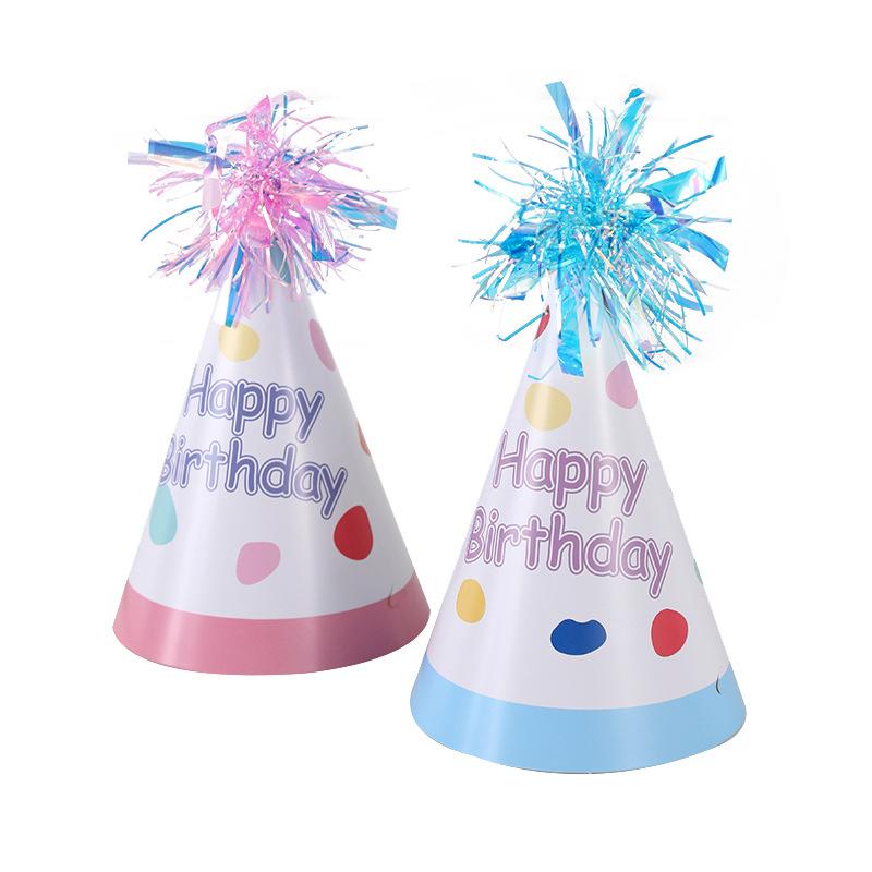 6pcs Happy Birthday Paper Hats Boy Girl Birthday Party Decoration Supplies Kids Gift Favors Photo Props