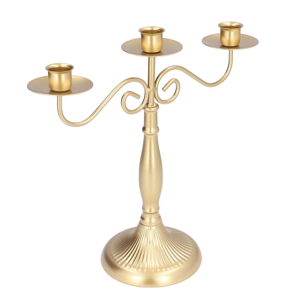 European Style Candlestick Holders Stand Gold 3 Head Candle Holders for Wedding Party Dinning