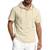 Men American Style Summer Short Sleeve Hooded Solid Color Casual Loose T Shirt