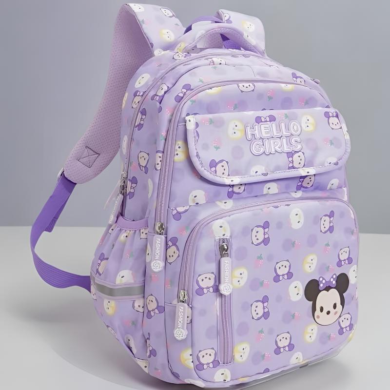 Canvas Kuromi & My Melody Water-Resistant School Backpack for 1st-3rd Grade Students