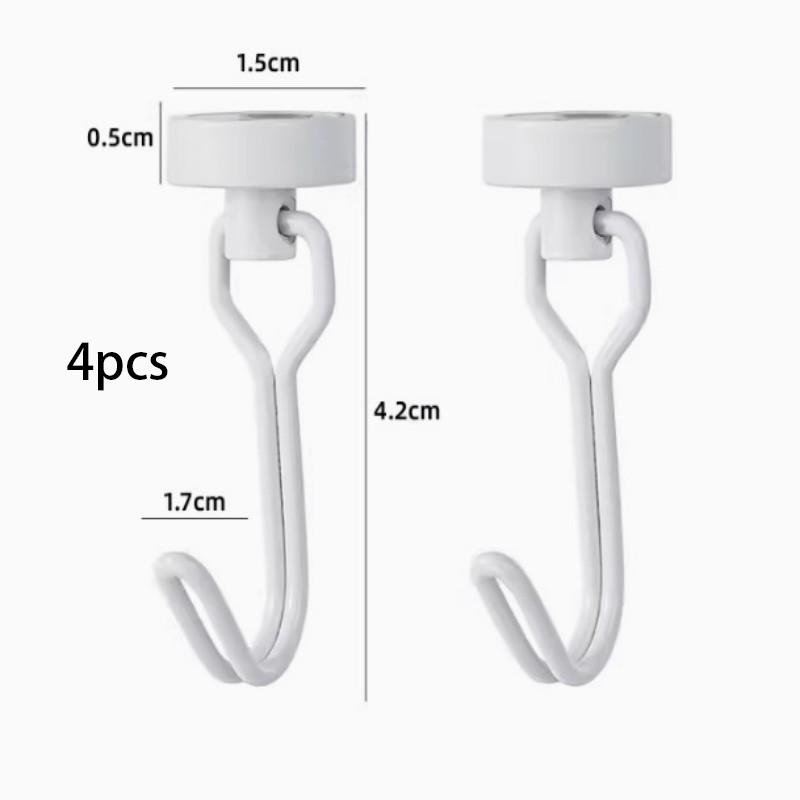 Neodymové magnetické háčky 5KG - 360° otočné věšáky bez vrtání na lednici/dveře, 4 ks vysoce odolný kuchyňský organizér (Černá bílá)