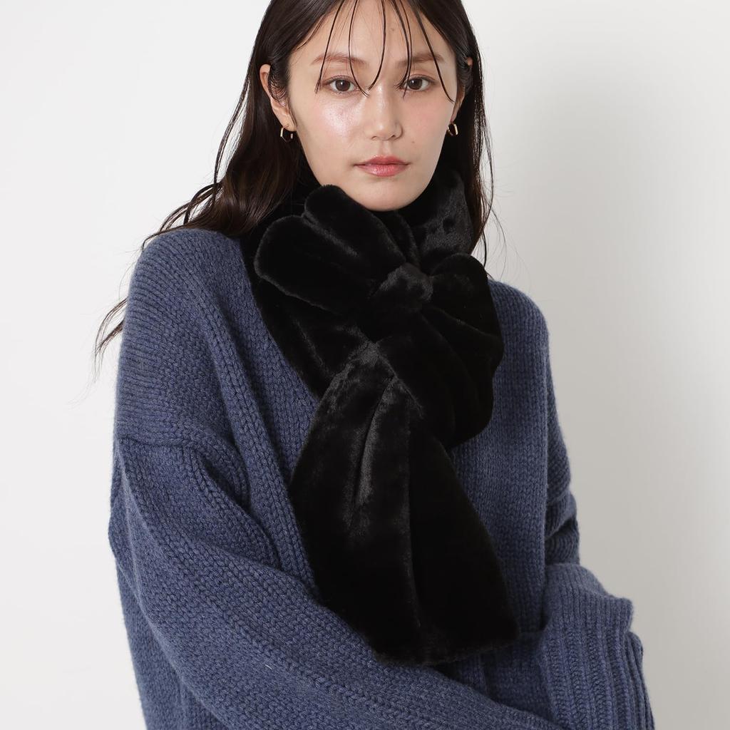 Paul Joe Moonbat ACCESSOIRES Joe Faux Fur Big Ribbon Scarf with Gift Black & (Paul & Accessories) Web-Exclusive Bag, 50079,