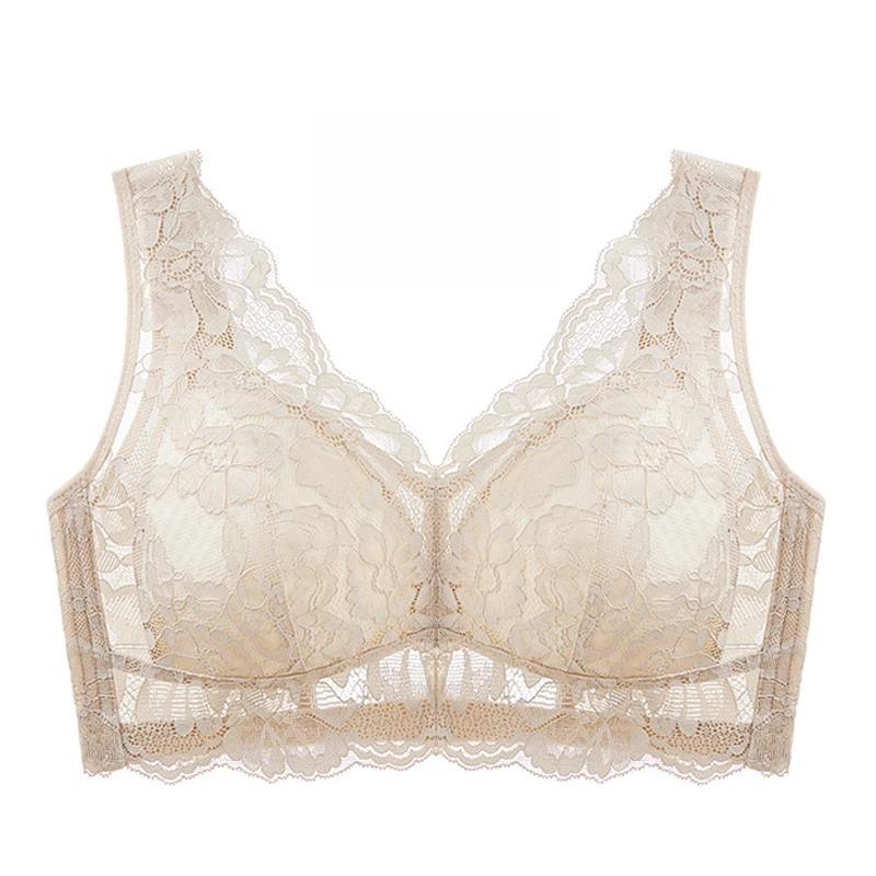 

Lingerie Women s Gathering and Retracting Breast Bra Anti-sagging Full-cup Thin Bra Without Underwire Large-sized Bra Push Up Bra 42/95E бежевий